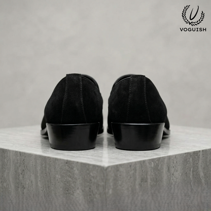 Premium Black Genuine Suede Loafers for Men -018