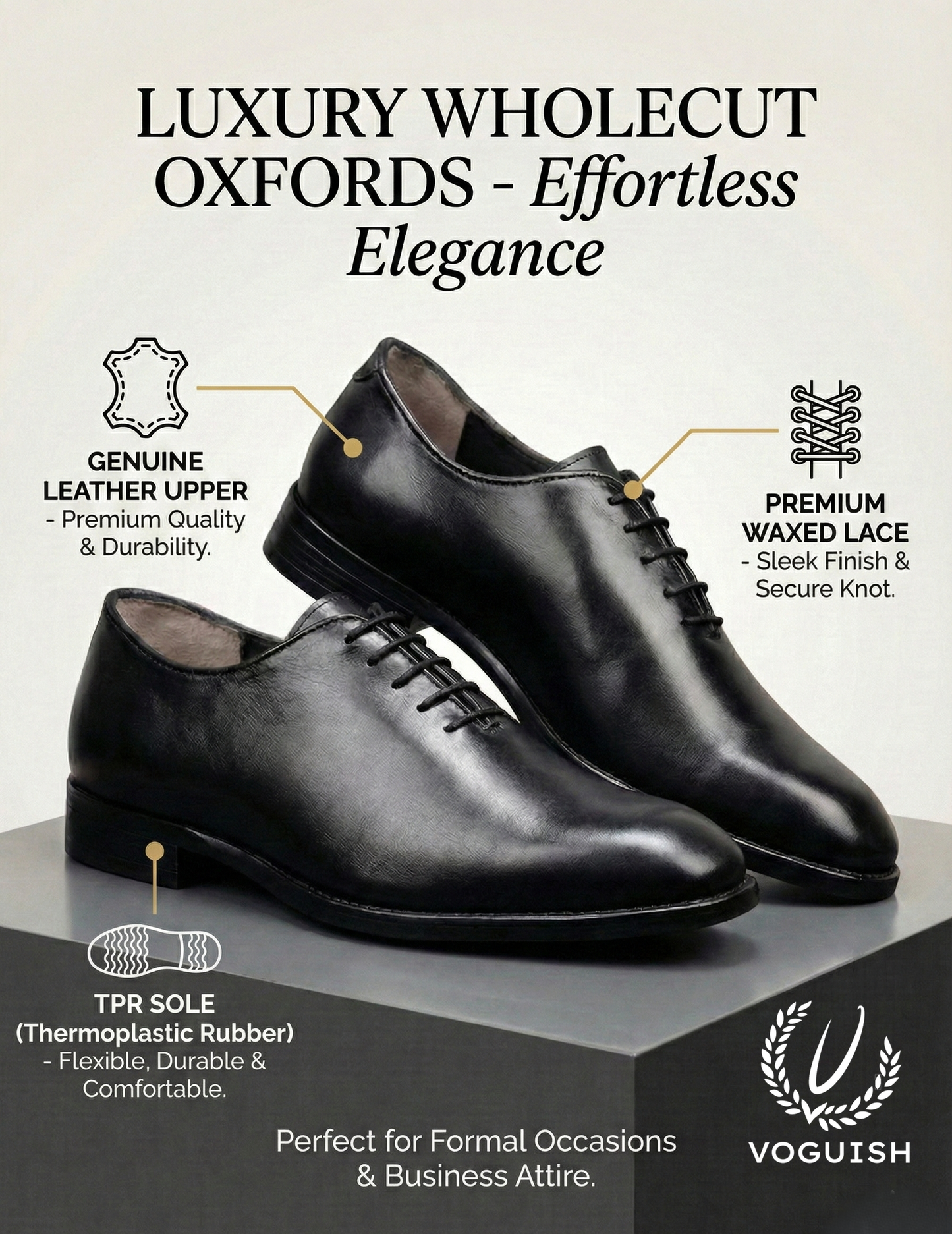 Leather Wholecut Formal Shoe for Men's - IMPERIALSTEP 012