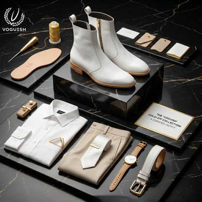 Voguish Premium White Leather Ankle Boots -1102