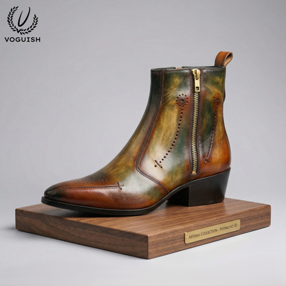 Artisan Patina Finish Leather Ankle Chelsea Boot for Men - 1060 - Product View