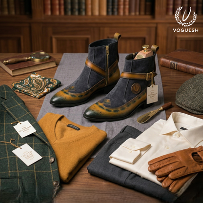 Voguish Men's Hand-Finished Leather & Suede Jodhpuri Chelsea Boots -1061 - Product View