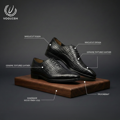 Handmade Leather Croco Wholecut Shoe for Men - IMPERIALSTEP 036