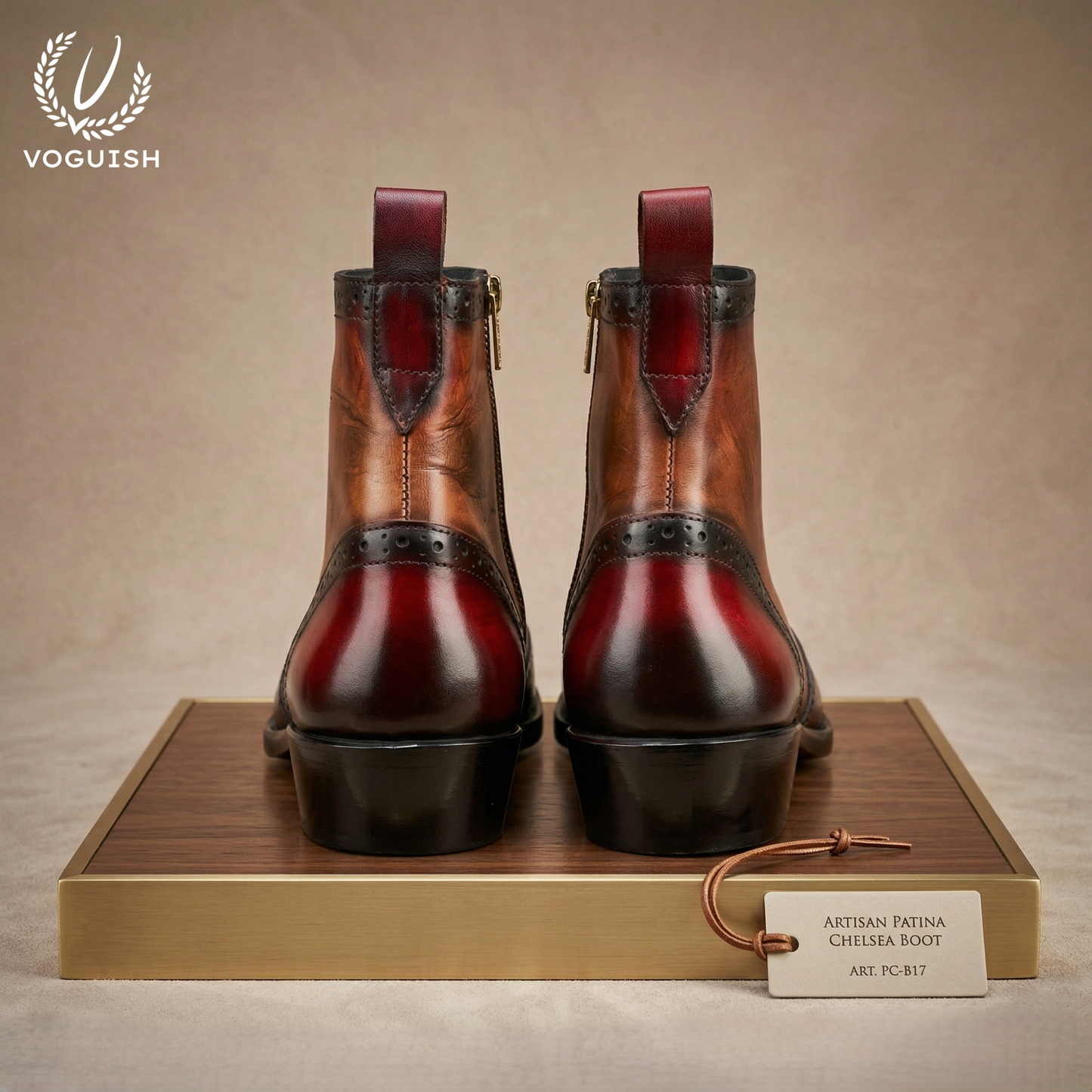 Hand-Painted Men's Leather Brogue Chelsea Boot - 1059 - Product View
