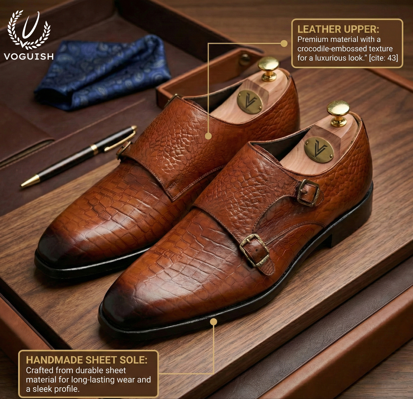 Handmade Leather Double Monk for Men - IMPERIALSTEP 033