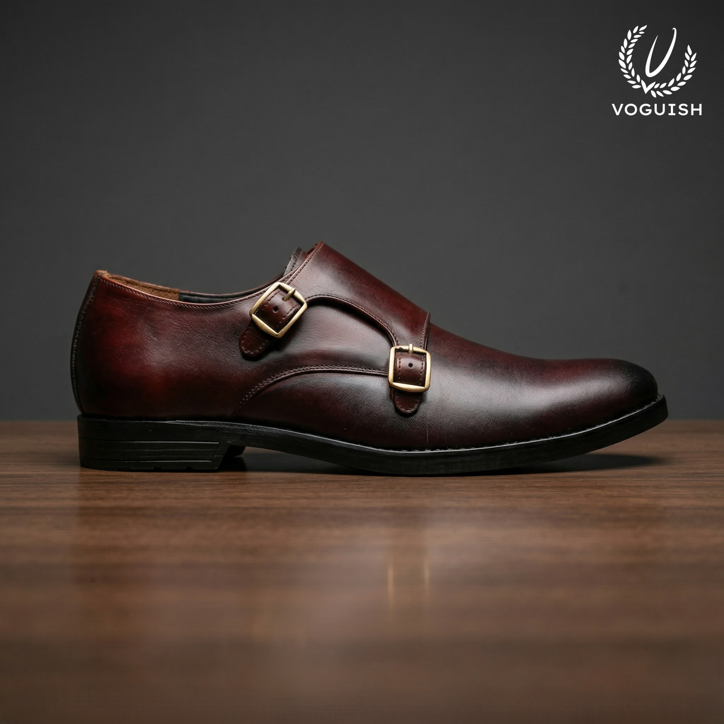 Voguish Double Monk Strap | Hand-Burnished Crust Leather Shoes - 019