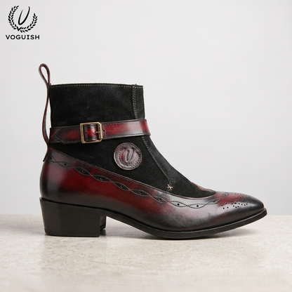Voguish Suede & Leather Wingtip Ankle Boot -1201