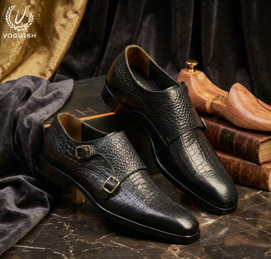 Handmade Croco Double Monk for Men - IMPERIAL STEP 033