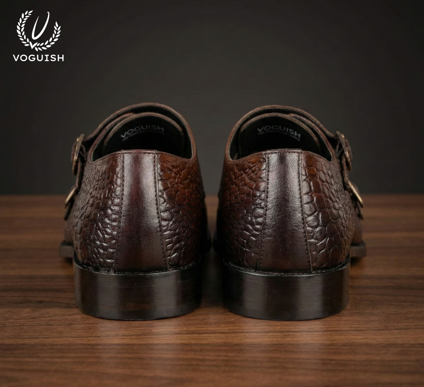 Leather Croco Double Monk for men -  IMPERIALSTEP 033