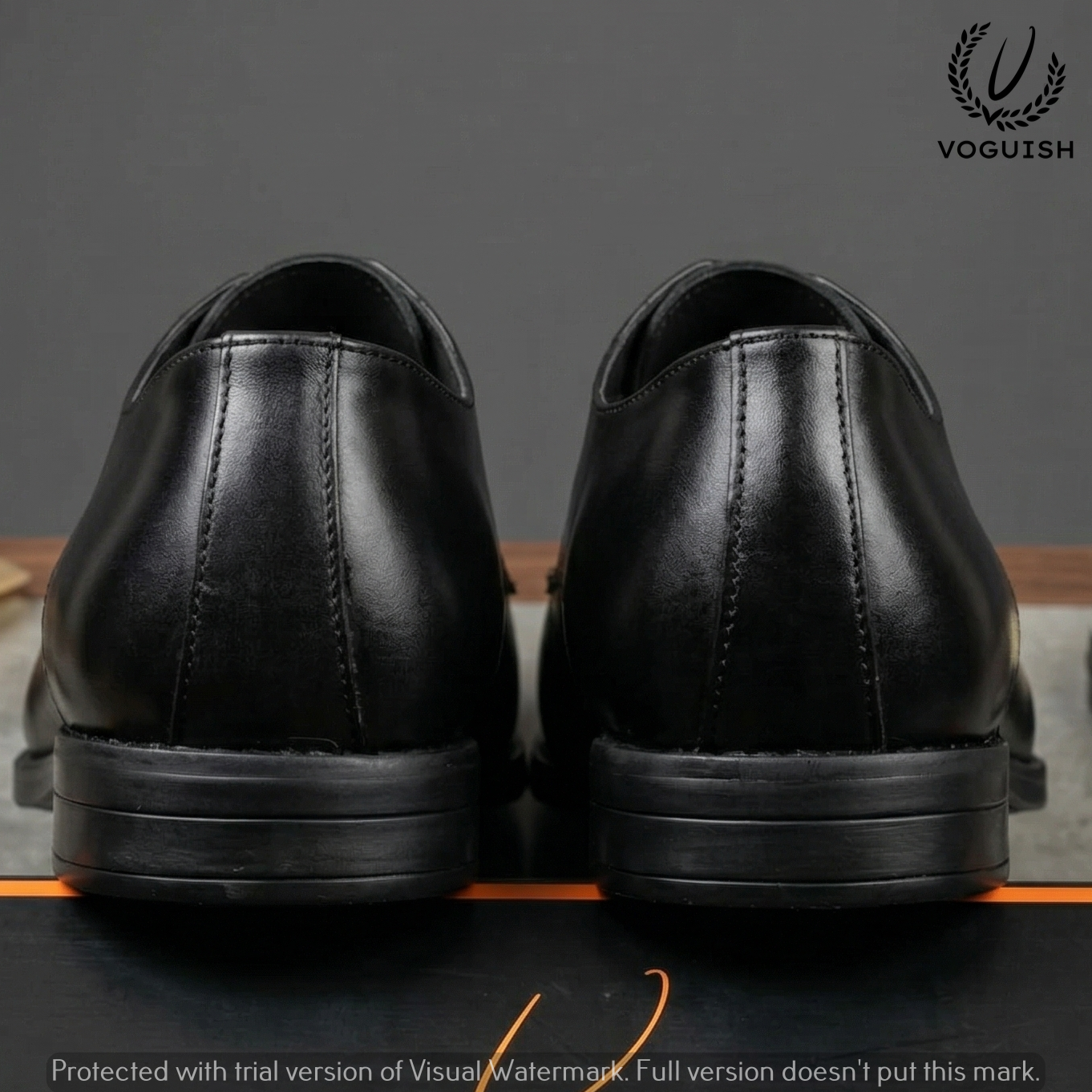 Premium Leather Double Monk Strap Shoes in Black | VOGUISH-019
