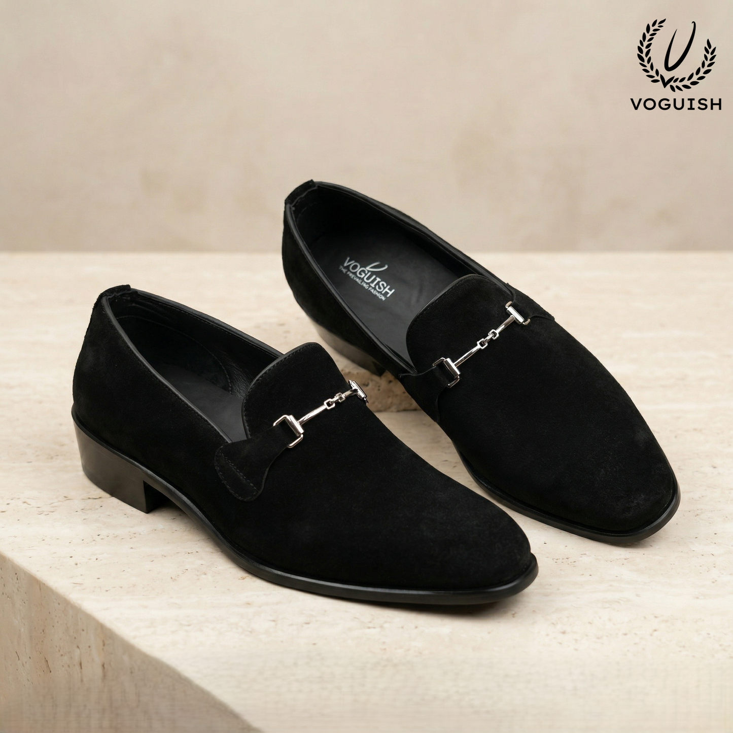 Premium Black Genuine Suede Loafers for Men -018