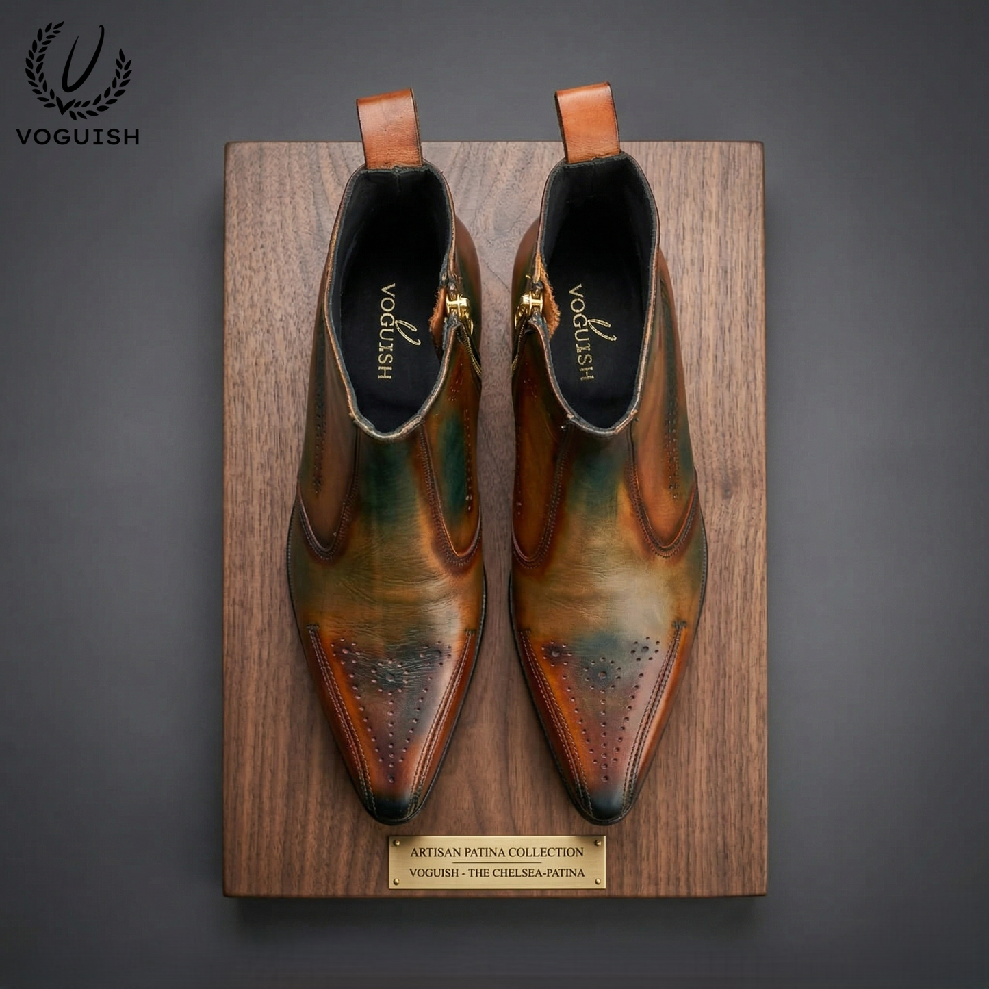 Artisan Patina Finish Leather Ankle Chelsea Boot for Men - 1060 - Product View