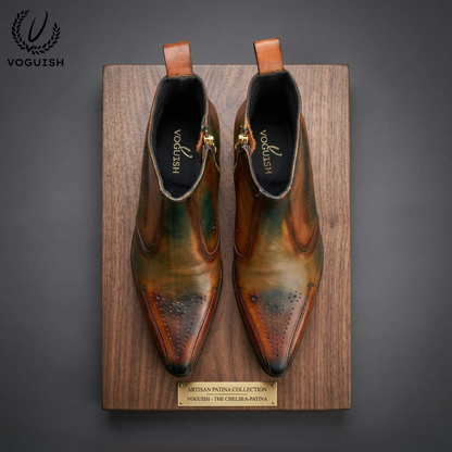 Artisan Patina Finish Leather Ankle Chelsea Boot for Men - 1060 - Product View