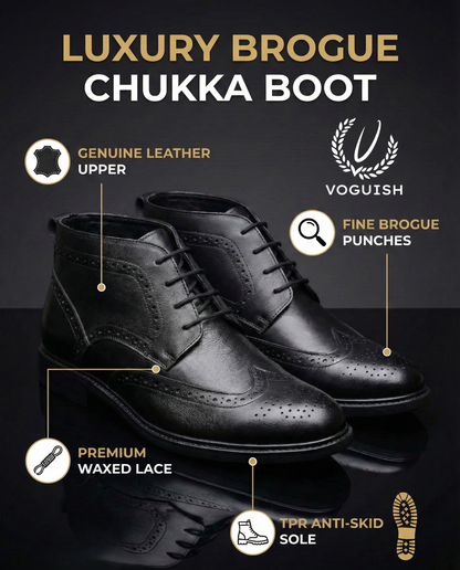 Leather Brouge Chukka Boot for Men - IMPERIALSTEP 027