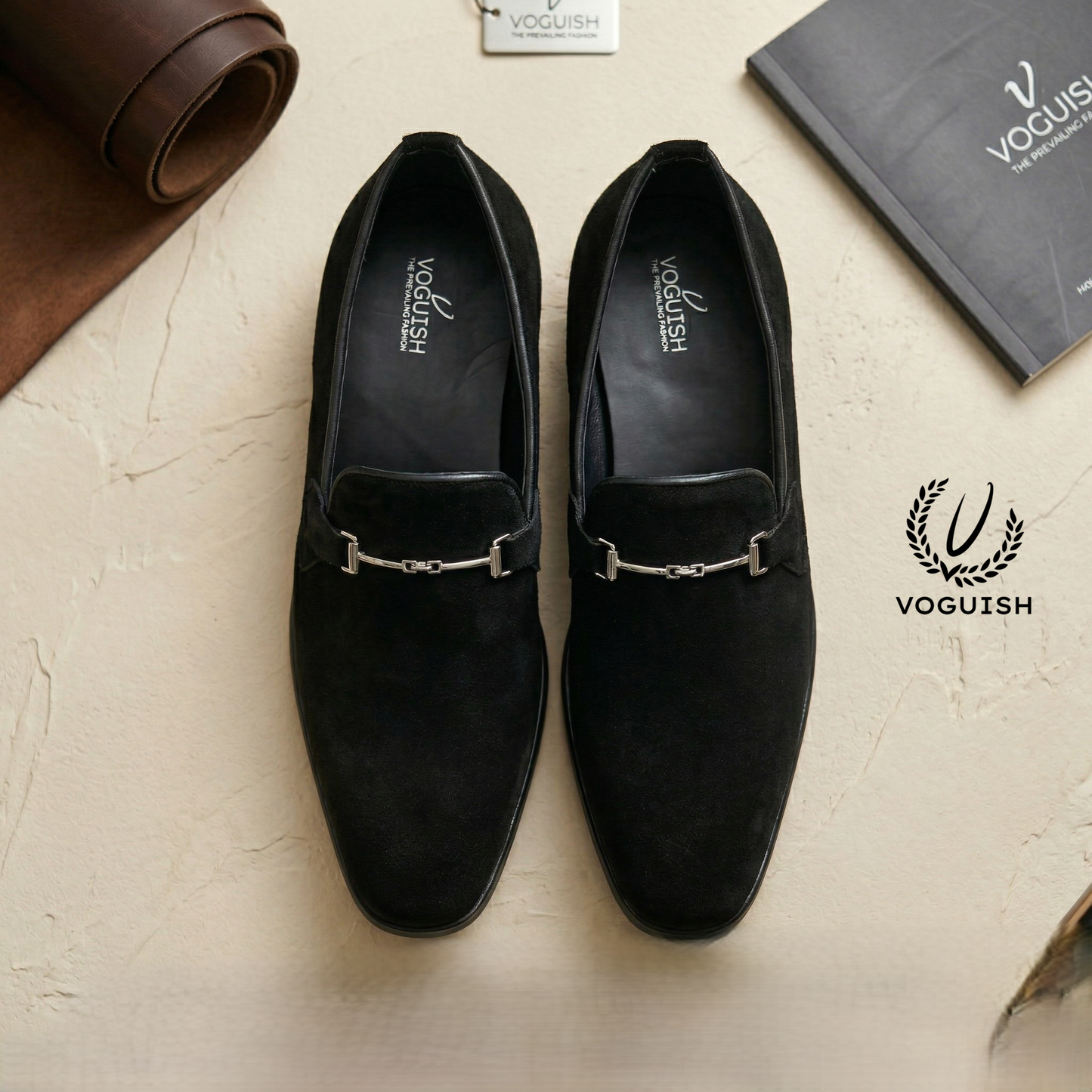 Premium Black Genuine Suede Loafers for Men -018