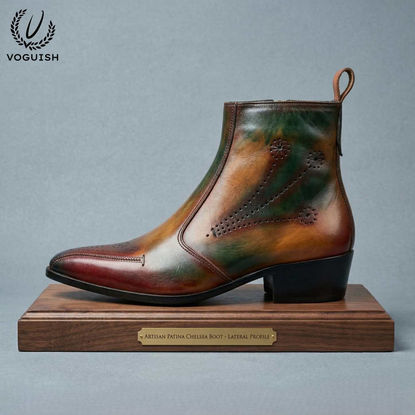 Artisan Patina Finish Leather Ankle Chelsea Boot for Men - 1060 - Product View