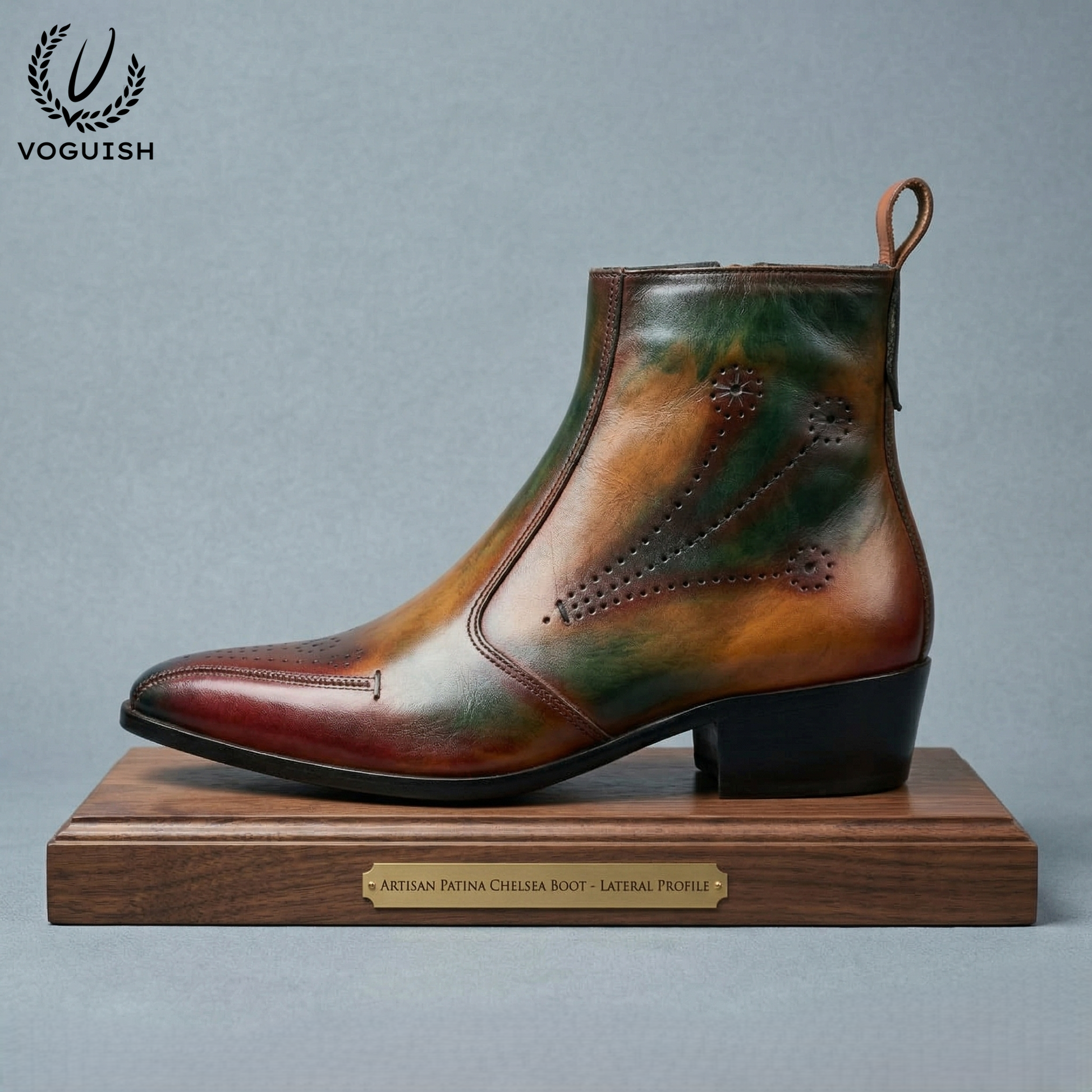Artisan Patina Finish Leather Ankle Chelsea Boot for Men - 1060 - Product View