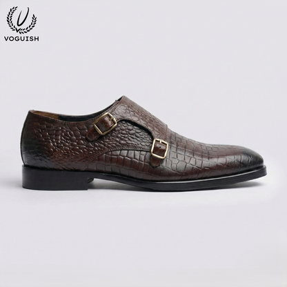 Leather Croco Double Monk for men -  IMPERIALSTEP 033