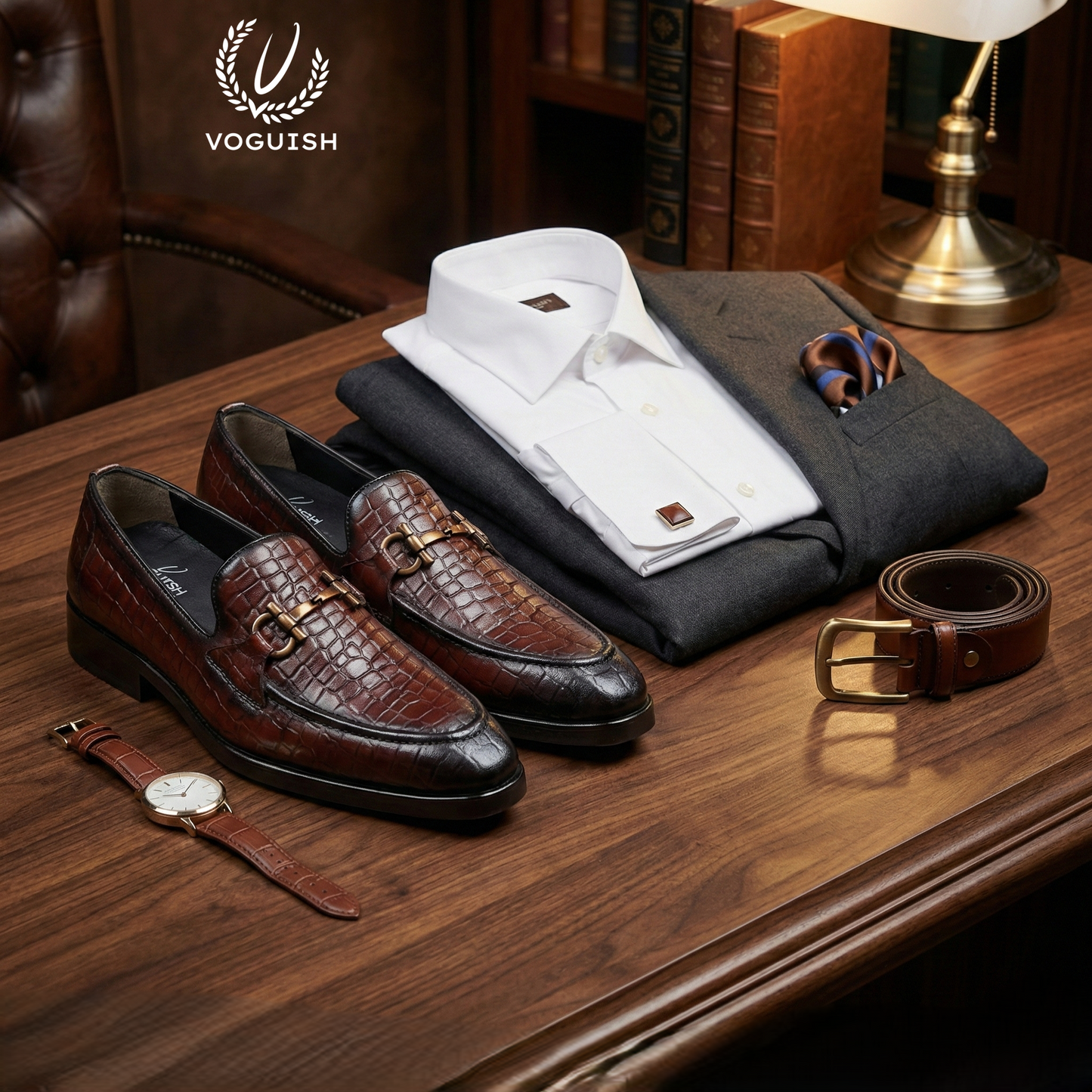 Handmade Croco Leather Horsebit Loafer for Men - IMPERIAL STEP 034 - Product View