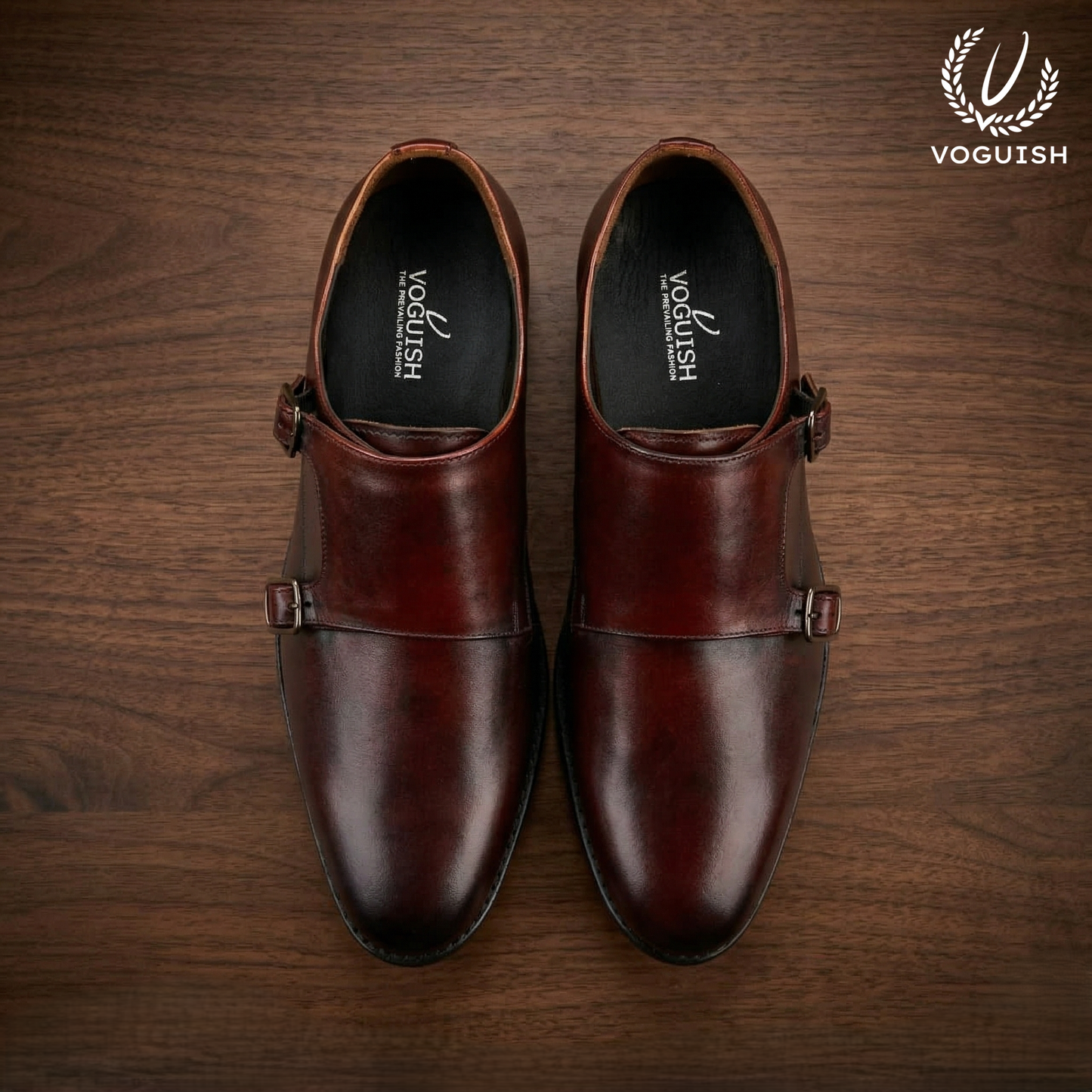 Voguish Double Monk Strap | Hand-Burnished Crust Leather Shoes - 019