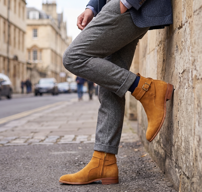 Men's Tan Suede Jodhpur Boots | Voguish-S1103