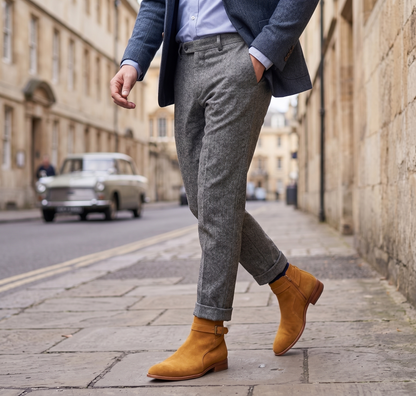 Men's Tan Suede Jodhpur Boots | Voguish-S1103