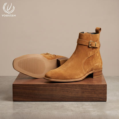 Men's Tan Suede Jodhpur Boots | Voguish-S1103
