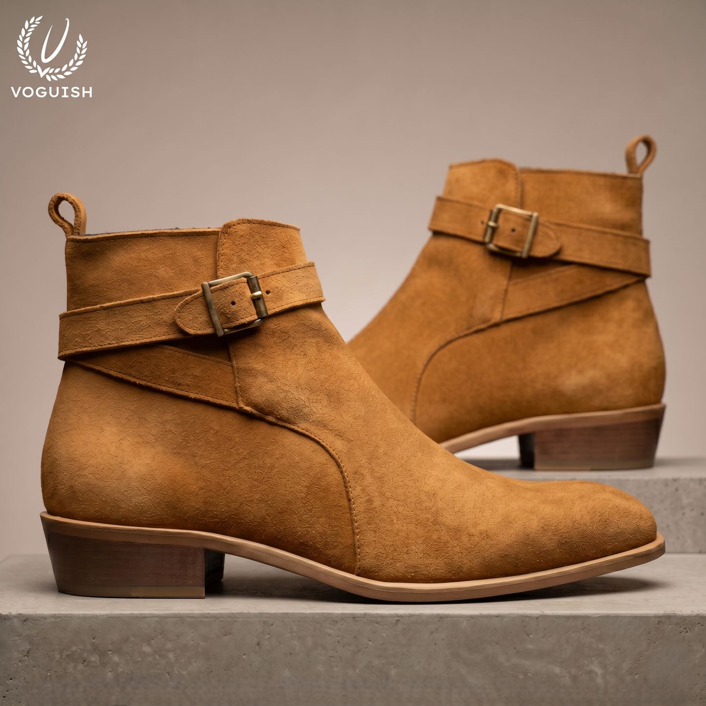 Men's Tan Suede Jodhpur Boots | Voguish-S1103