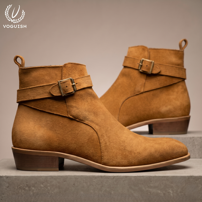 Men's Tan Suede Jodhpur Boots | Voguish-S1103