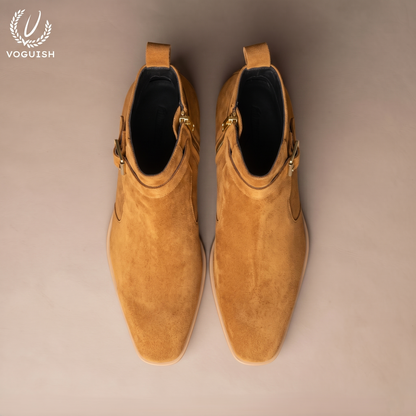 Men's Tan Suede Jodhpur Boots | Voguish-S1103