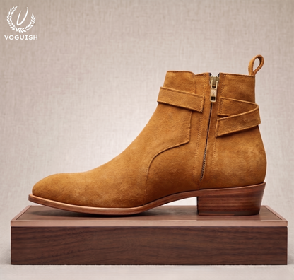 Men's Tan Suede Jodhpur Boots | Voguish-S1103