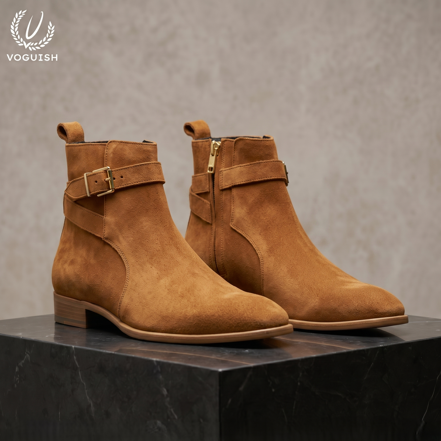 Men's Tan Suede Jodhpur Boots | Voguish-S1103