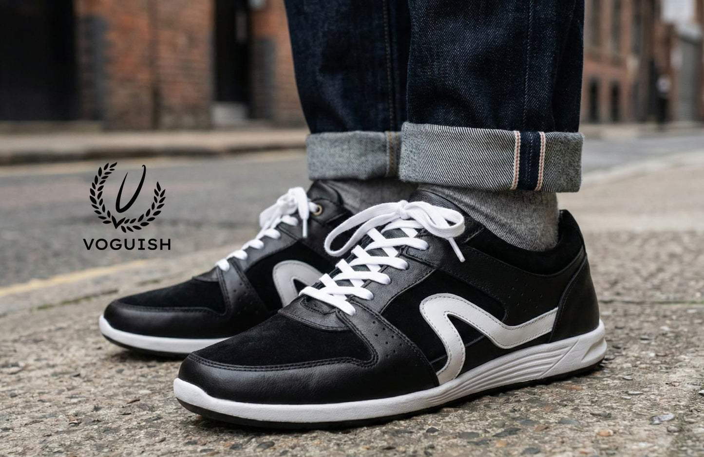 Leather sneaker for men's black -  2002 - Product View