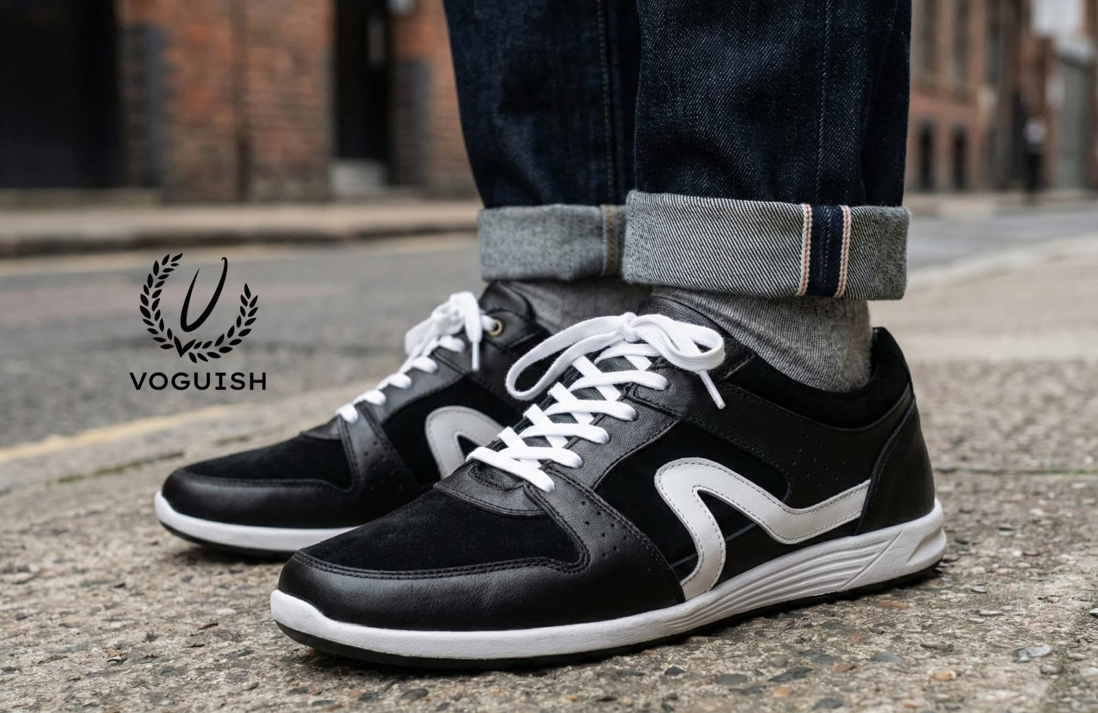 Leather sneaker for men's black -  2002 - Product View