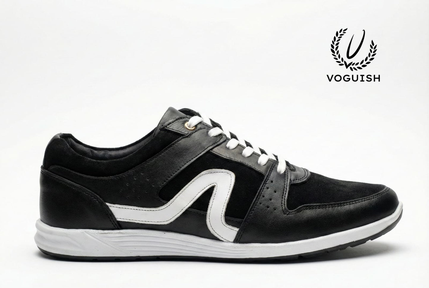 Leather sneaker for men's black -  2002 - Product View