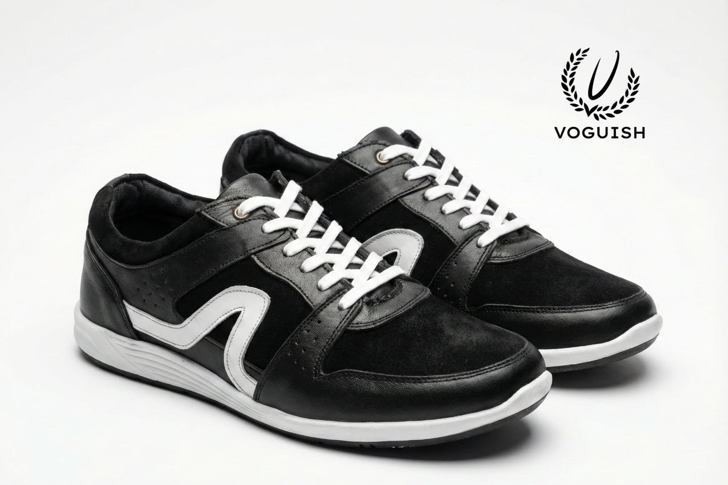 Leather sneaker for men's black -  2002 - Product View