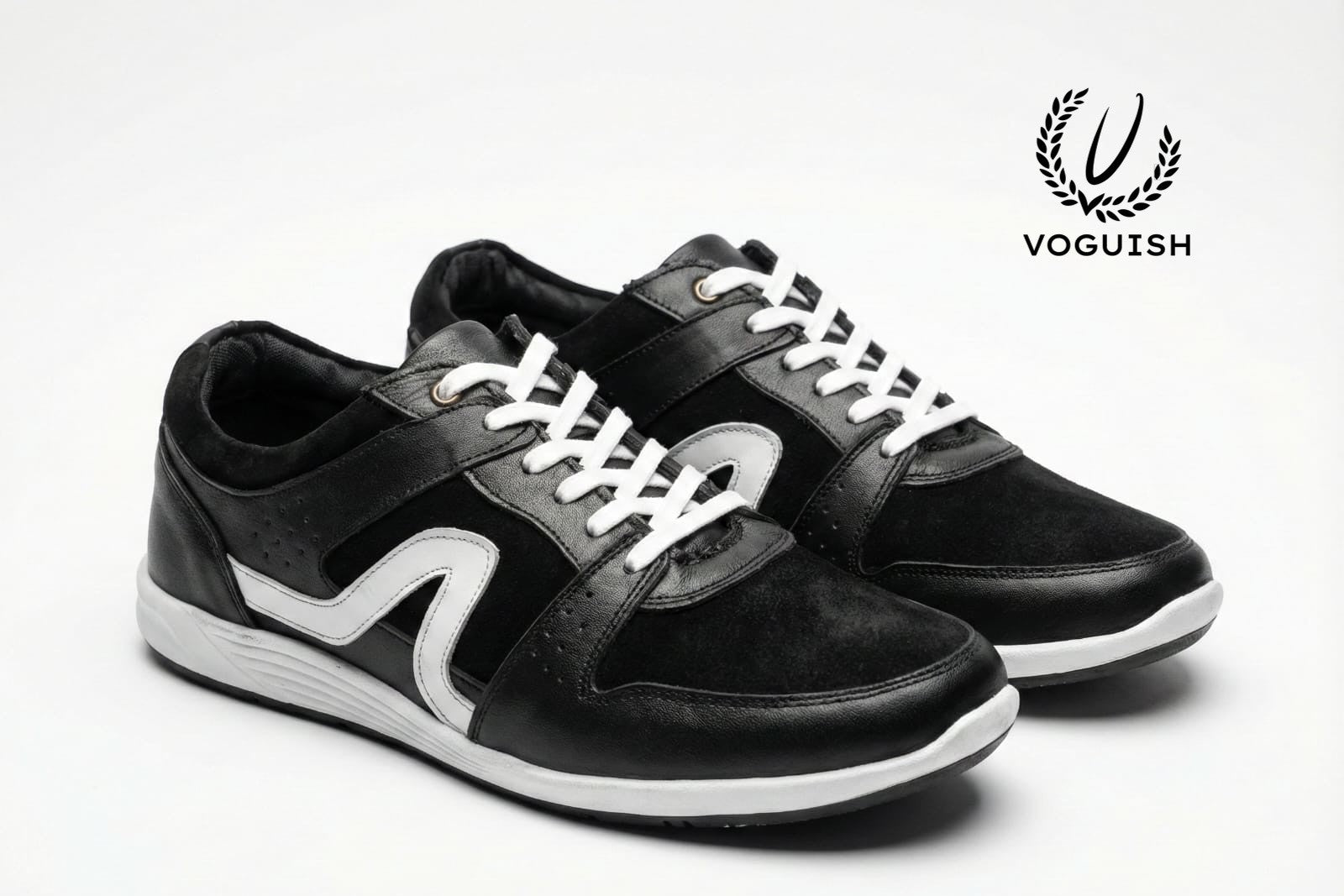Leather sneaker for men's black -  2002 - Product View
