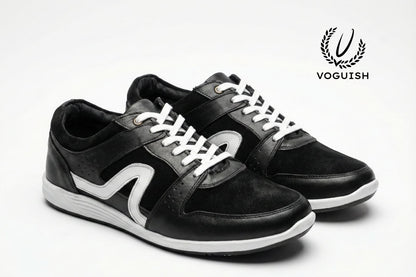Leather sneaker for men's black -  2002 - Product View