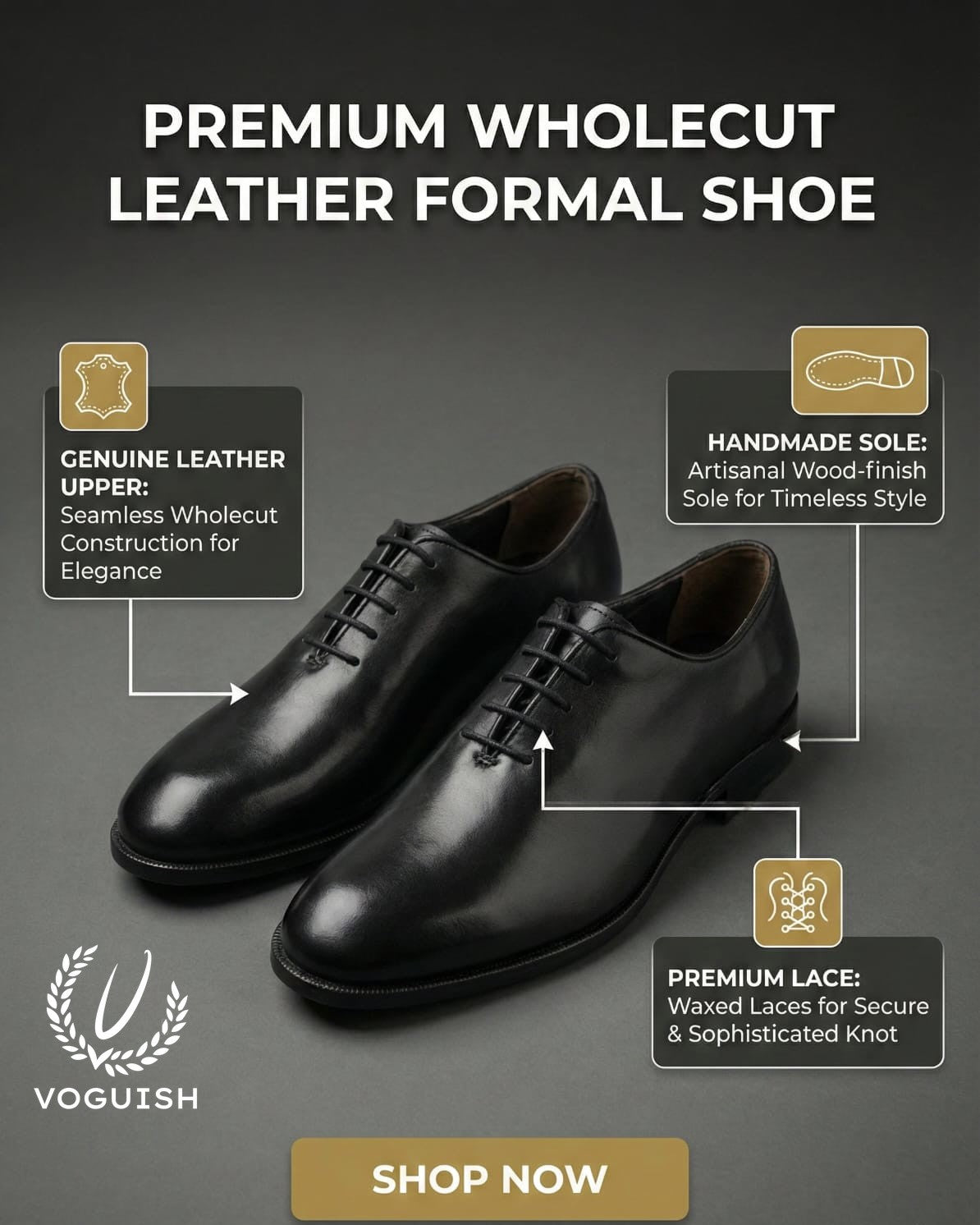 Handmade Leather Wholecut formal shoe for Men's - IMPERIALSTEP 013