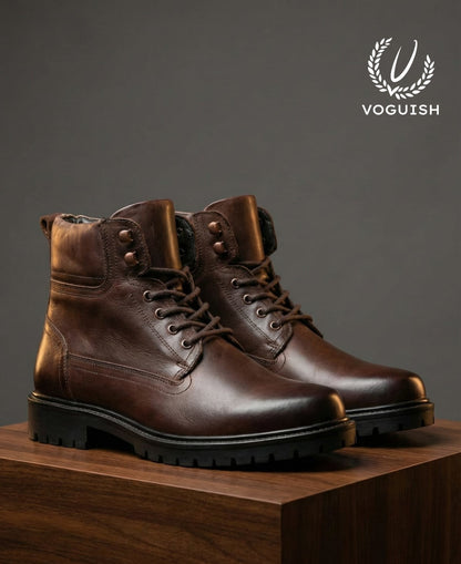Men’s Premium Brown Genuine Leather Lace-Up Combat Boot -3001 - Product View