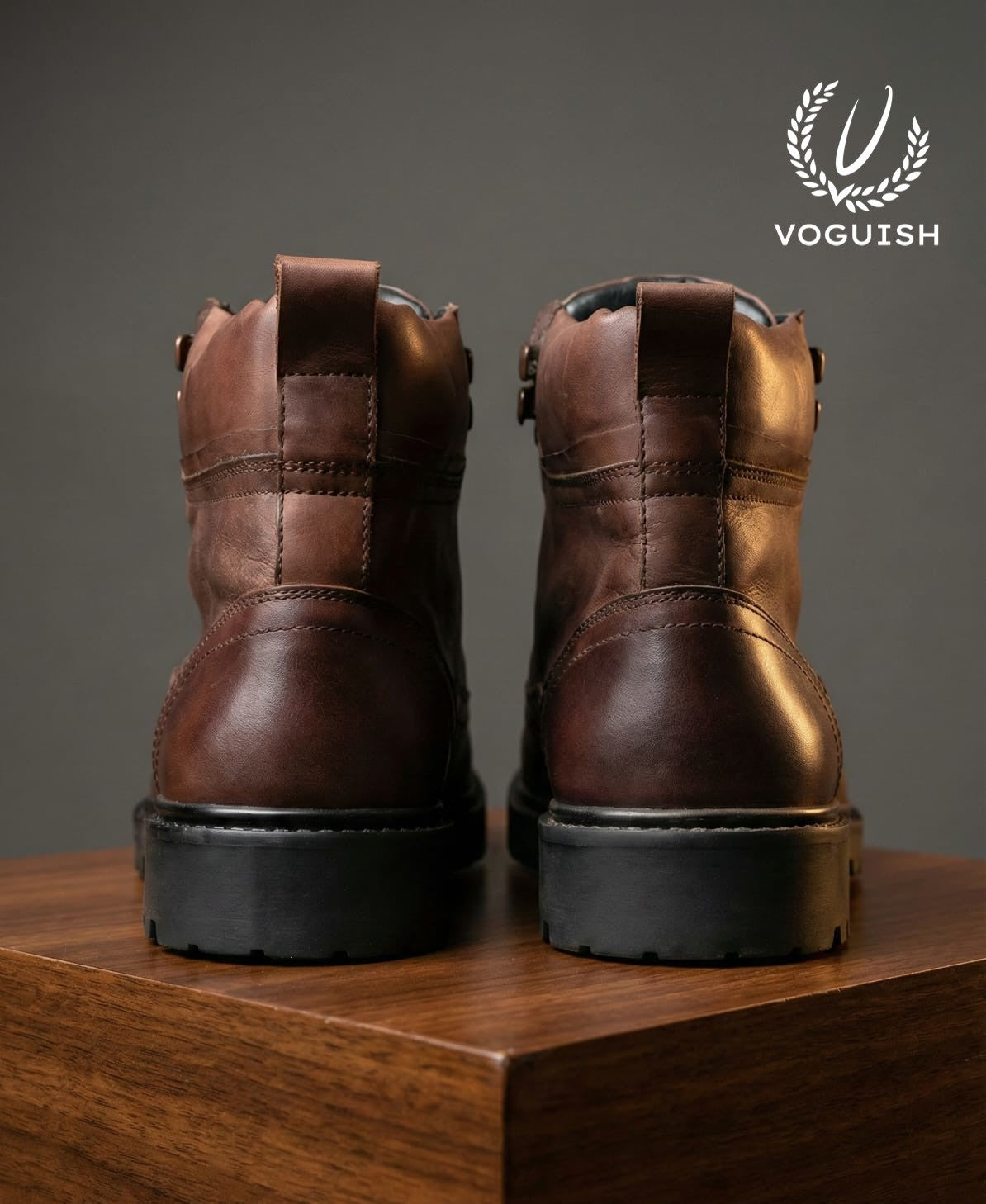 Men’s Premium Brown Genuine Leather Lace-Up Combat Boot -3001 - Product View