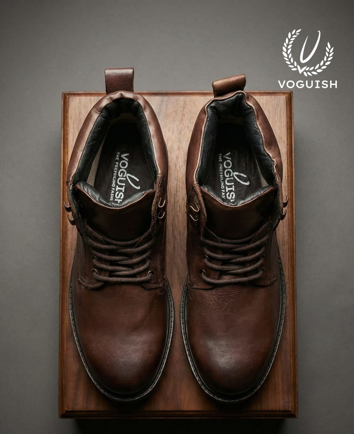 Men’s Premium Brown Genuine Leather Lace-Up Combat Boot -3001 - Product View
