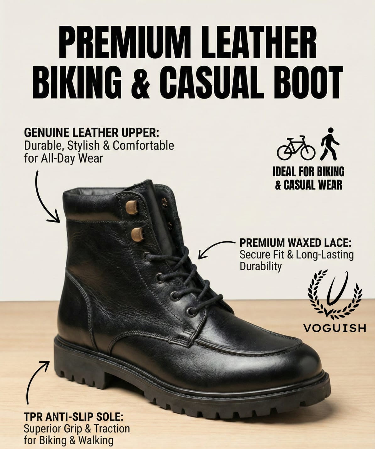 Leather Casual Boot Moc Toe - 3002 - Product View