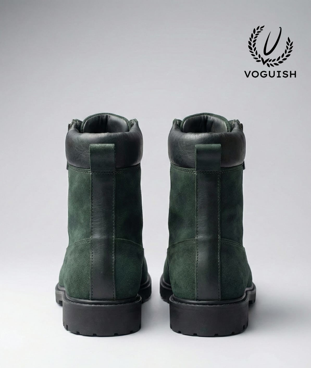 Men's Forest Green Suede Combat Boot - S3004 - Product View