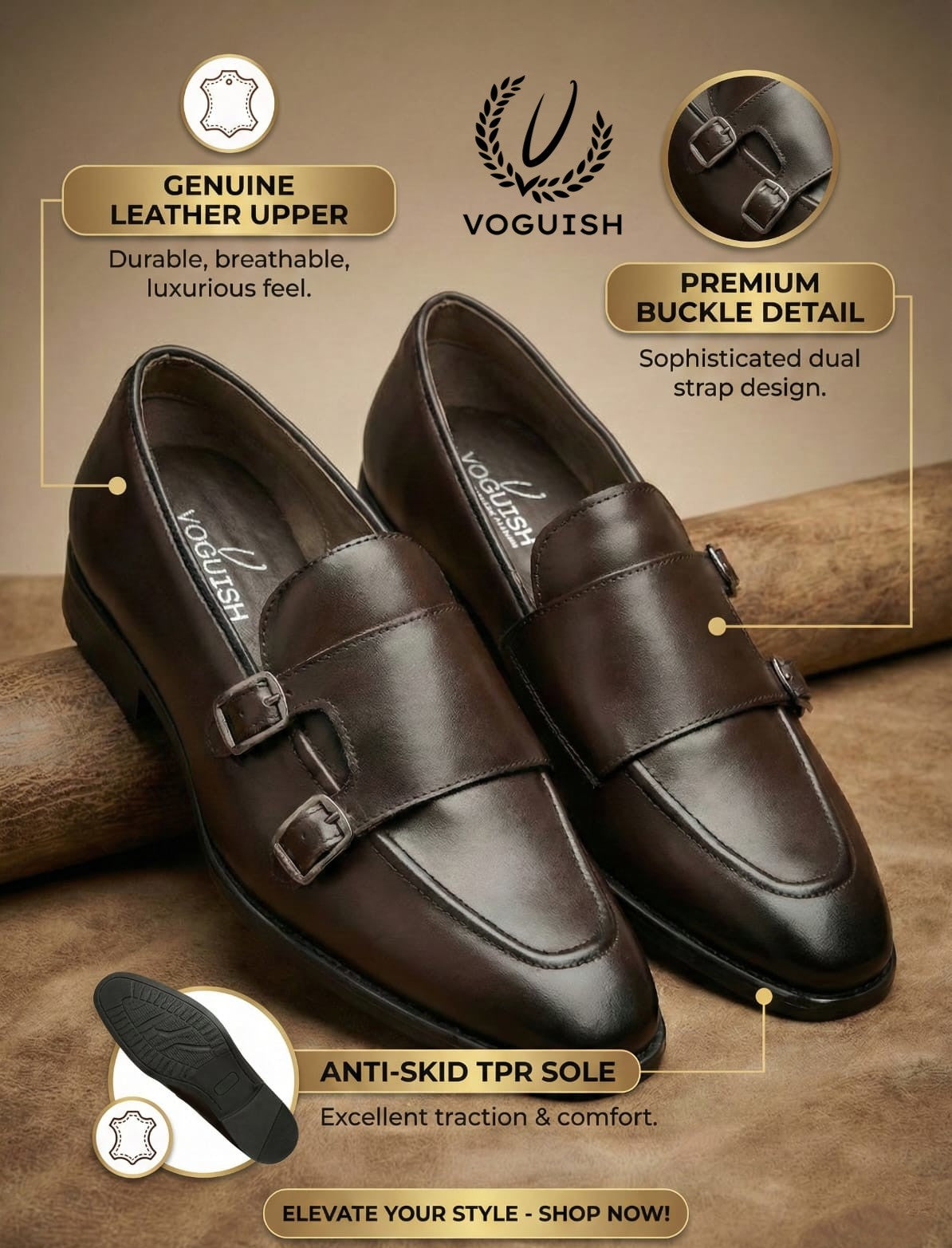 Leather Double Monk Penny Loafer - IMPERIALSTEP 015
