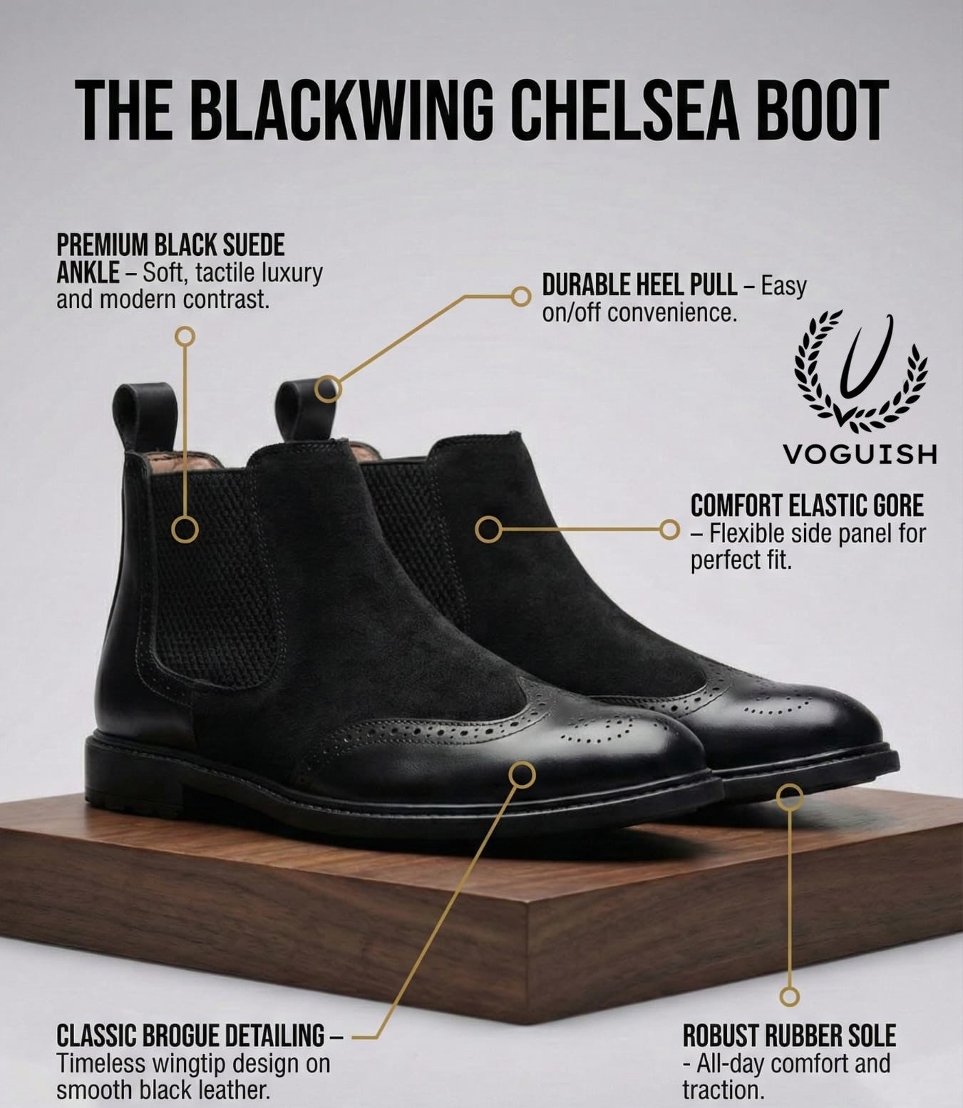 Premium Leather Chelsea Boot for Men's - 1003 - Product View