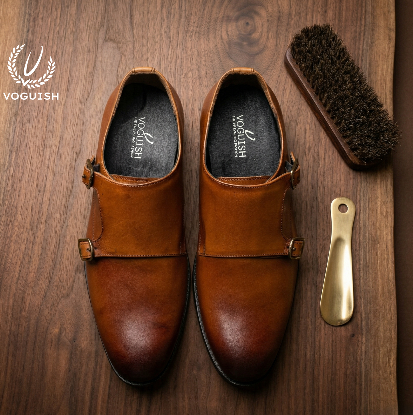 Men's Premium Leather Double Monk Strap Shoes -019