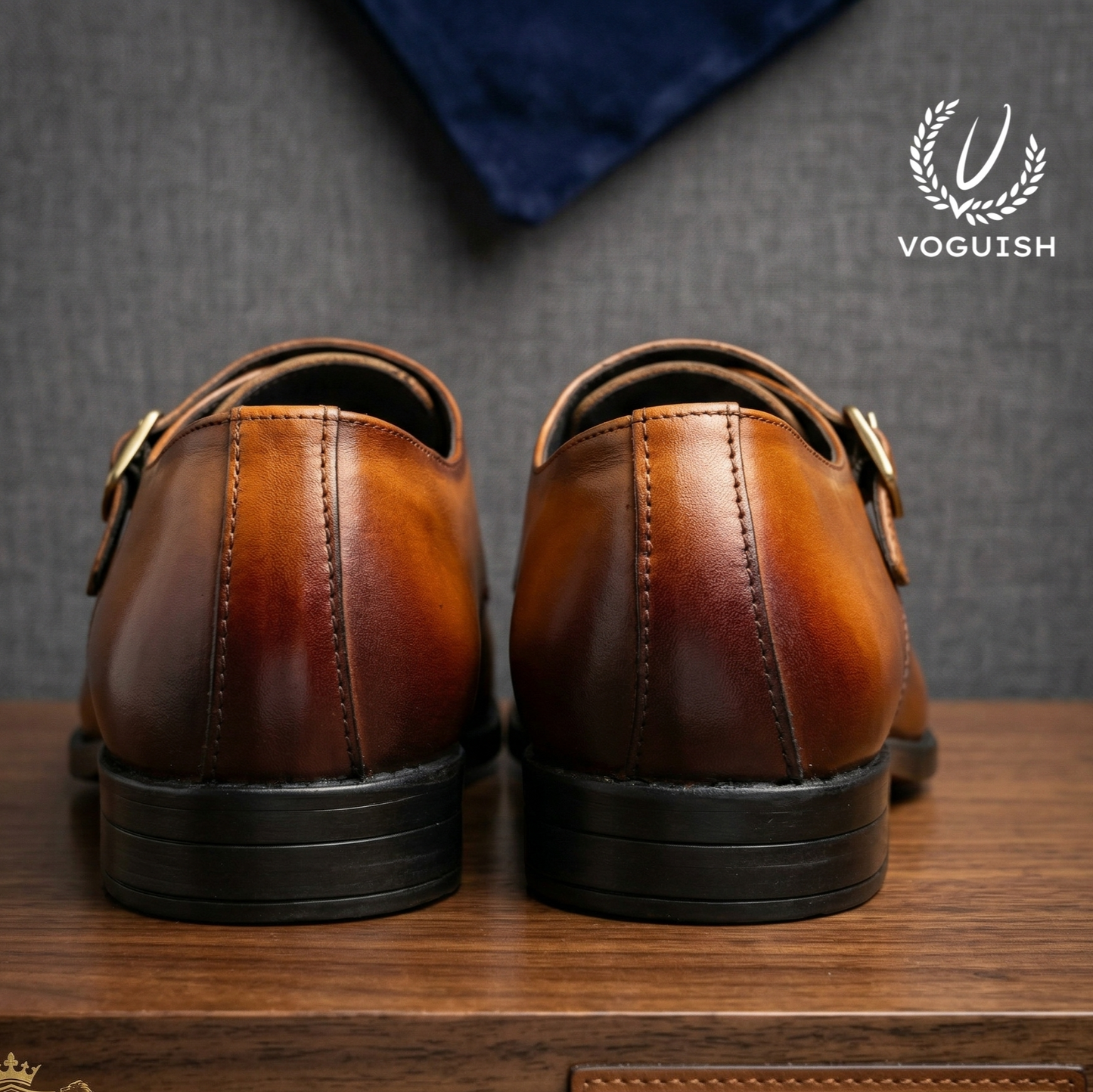 Men's Premium Leather Double Monk Strap Shoes -019