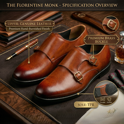 Men's Premium Leather Double Monk Strap Shoes -019