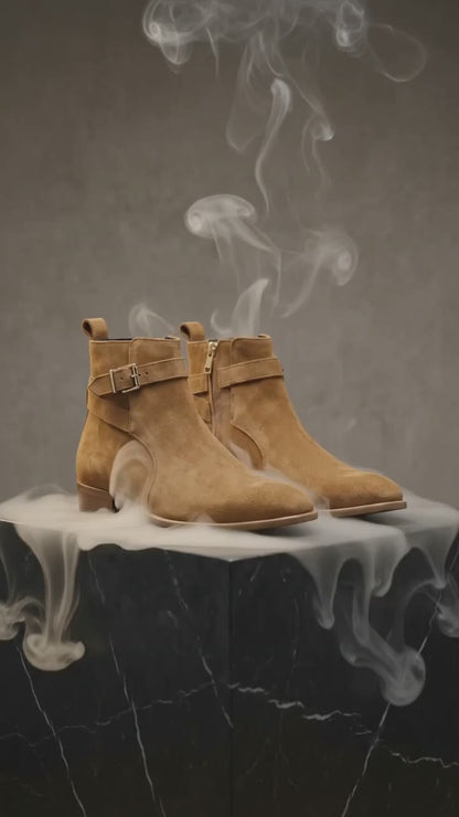 Men's Tan Suede Jodhpur Boots | Voguish-S1103